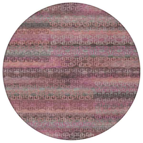 HomeRoots 8' Pink and Gray Striped Washable Area Rug – Durable, Stylish Indoor/Outdoor Decor for Every Space! 629613