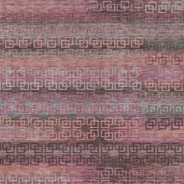 HomeRoots 8' X 10' Pink and Gray Striped Washable Area Rug - Stylish, Durable, Indoor/Outdoor Versatility! 629614
