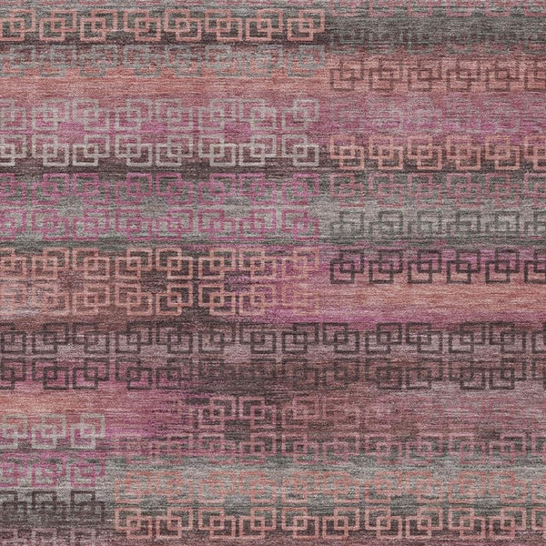 HomeRoots 9' X 12' Pink and Gray Striped Washable Rug – Durable Indoor/Outdoor Area Rug for Busy Households 629615
