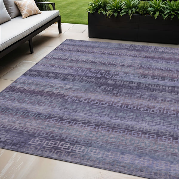 HomeRoots 5' X 8' Plum and Lavender Striped Area Rug - Stylish, Washable, Durable for Indoor & Outdoor Spaces! 629618