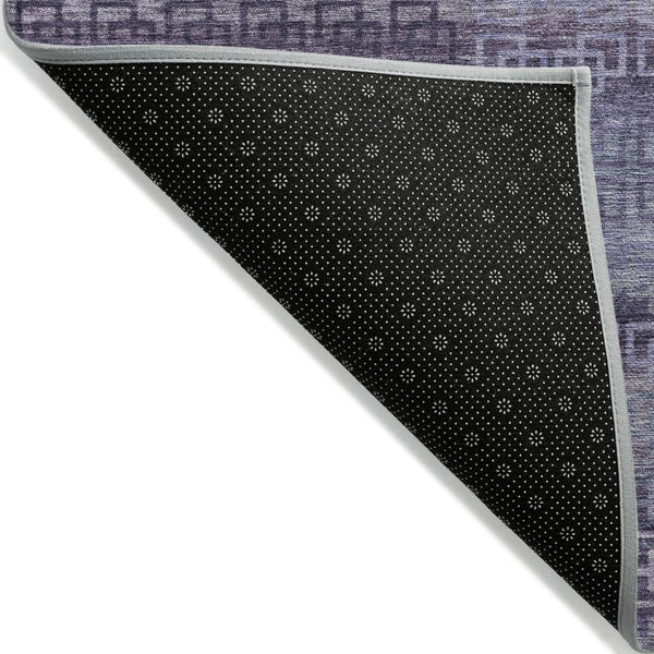 HomeRoots 8' Plum and Lavender Round Striped Rug - Stylish, Washable, Durable for Indoor & Outdoor Spaces! 629619