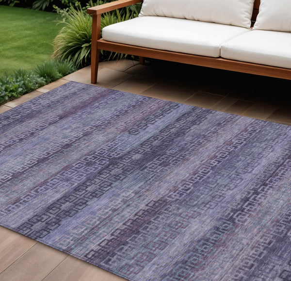 HomeRoots 9' X 12' Washable Plum & Lavender Striped Area Rug for Indoor & Outdoor Use - Durable & Stylish! 629621
