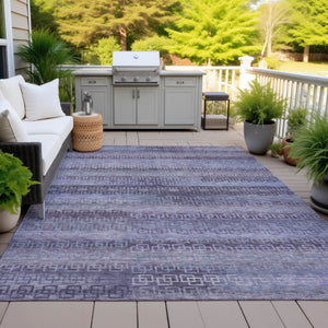 HomeRoots 9' X 12' Washable Plum & Lavender Striped Area Rug for Indoor & Outdoor Use - Durable & Stylish! 629621