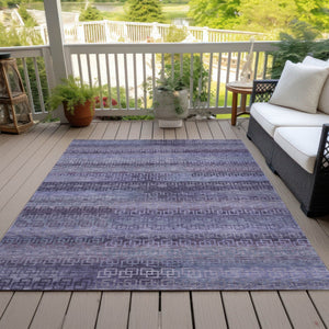 HomeRoots 9' X 12' Washable Plum & Lavender Striped Area Rug for Indoor & Outdoor Use - Durable & Stylish! 629621