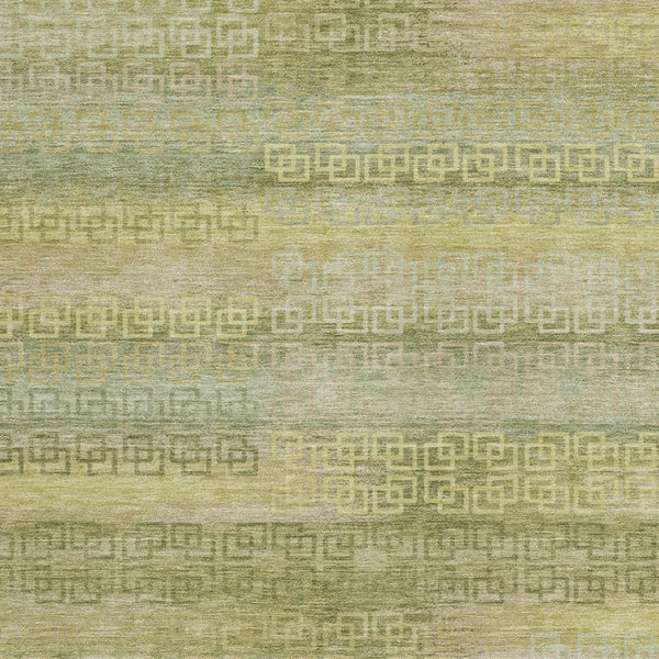 HomeRoots 5' Washable Sage and Gold Striped Area Rug - Durable Indoor/Outdoor Design for High-Traffic Spaces 629624