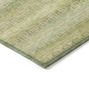 HomeRoots 8' Sage and Gold Round Striped Rug - Stylish, Durable, Machine Washable for Indoor & Outdoor Spaces 629625