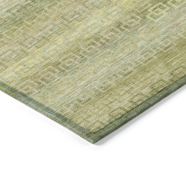 HomeRoots 8' Sage and Gold Round Striped Rug - Stylish, Durable, Machine Washable for Indoor & Outdoor Spaces 629625