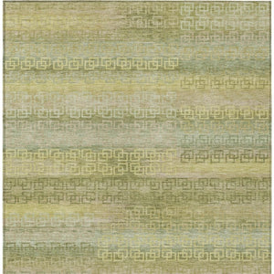 HomeRoots 8' X 10' Stylish Sage and Gold Striped Washable Area Rug for Indoor and Outdoor Versatile Spaces 629626