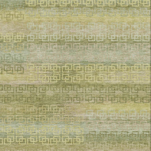 HomeRoots 9' Sage and Gold Striped Washable Area Rug | Durable, Stylish Indoor/Outdoor Décor for Any Space 629627