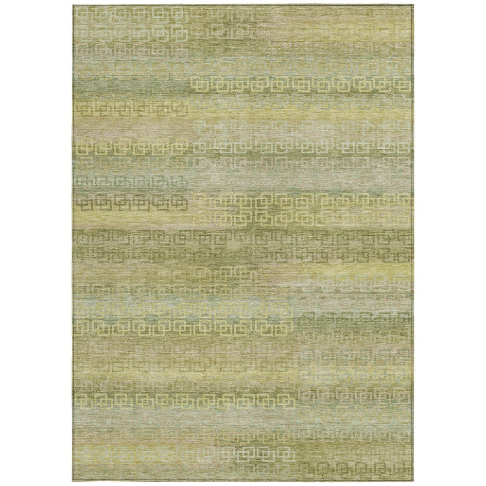 HomeRoots 10' Sage and Gold Striped Washable Area Rug – Durable Indoor/Outdoor Design for Any Space, 10x14' 629628