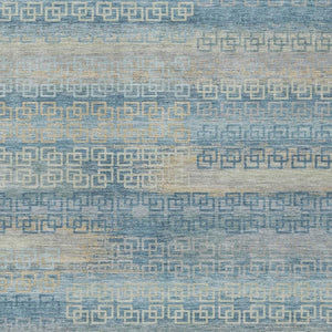 HomeRoots 8' X 10' Teal Blue & Beige Striped Washable Area Rug for Indoor/Outdoor Spaces - Durable & Stylish 629632