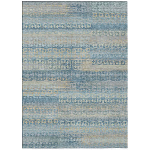 HomeRoots 10' Teal Blue & Beige Striped Washable Rug - Durable, Stylish Indoor/Outdoor Area Rug for High-Traffic Spaces 629634