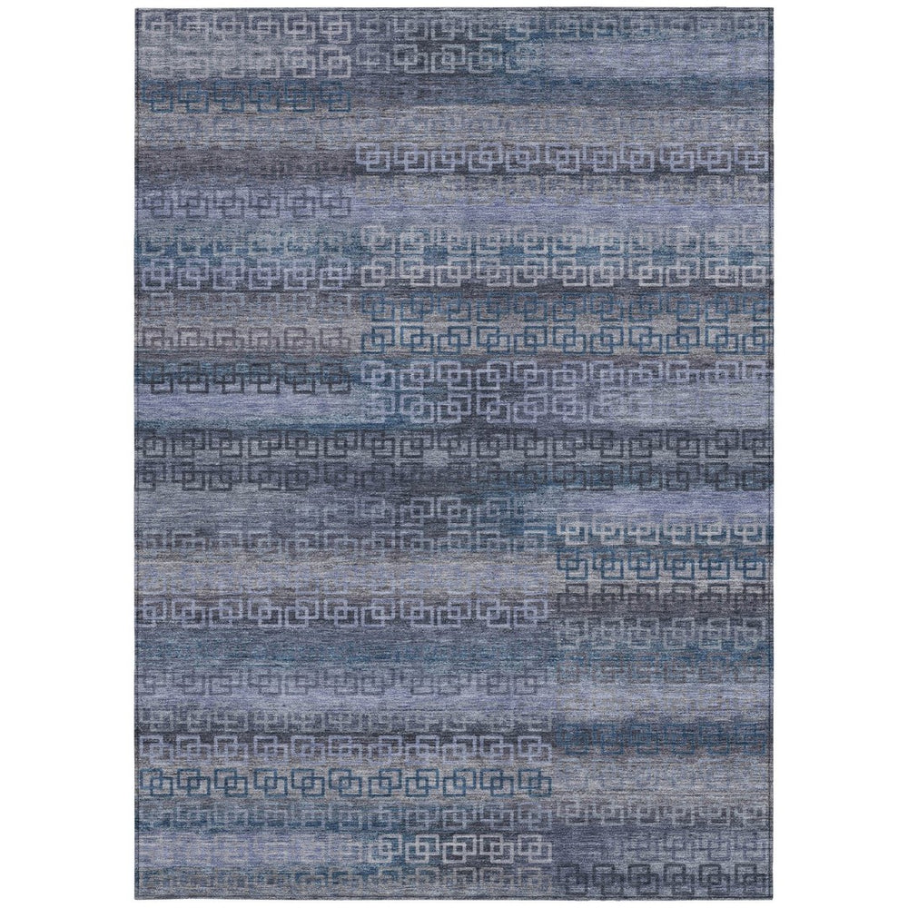 HomeRoots 9' Taupe and Blue Striped Washable Area Rug - Durable, Stylish Indoor/Outdoor Design for Any Space 629639