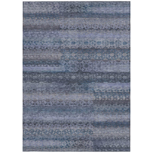 HomeRoots 9' Taupe and Blue Striped Washable Area Rug - Durable, Stylish Indoor/Outdoor Design for Any Space 629639
