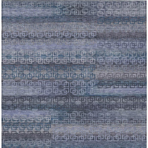 HomeRoots 9' Taupe and Blue Striped Washable Area Rug - Durable, Stylish Indoor/Outdoor Design for Any Space 629639