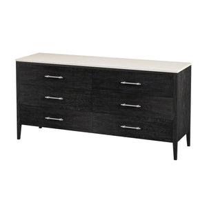 Butler Specialty Butler Averly 64" Marble & Wood 6-drawer Dresser - Elegant Black Storage For Modern Interiors Black Mindi Wood,Mindi Veneer,Mdf,Marble 6296432-butler