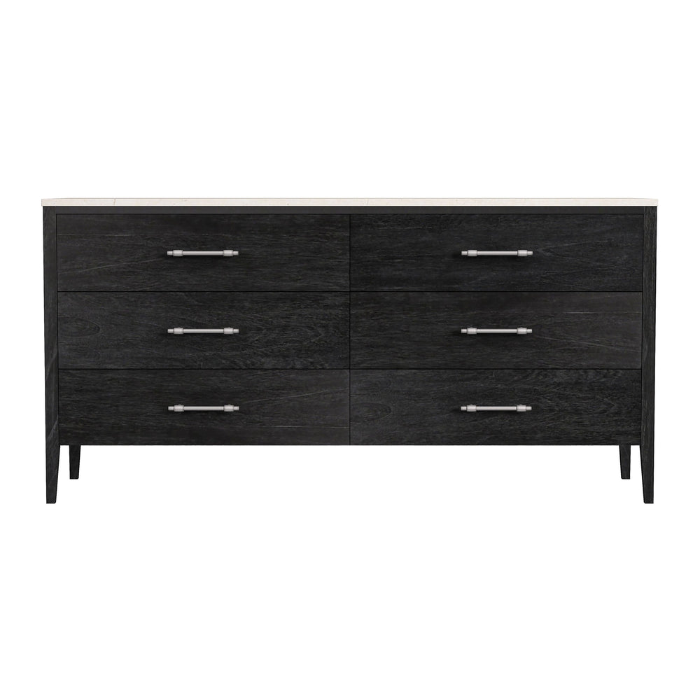 Butler Specialty Butler Averly 64" Marble & Wood 6-drawer Dresser - Elegant Black Storage For Modern Interiors Black Mindi Wood,Mindi Veneer,Mdf,Marble 6296432-butler