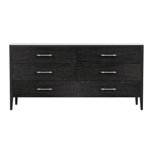 Butler Specialty Butler Averly 64" Marble & Wood 6-drawer Dresser - Elegant Black Storage For Modern Interiors Black Mindi Wood,Mindi Veneer,Mdf,Marble 6296432-butler