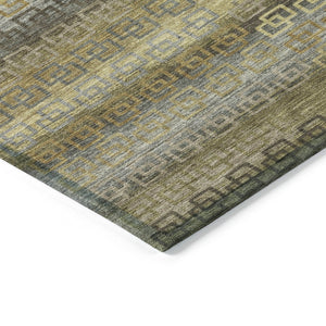 HomeRoots 8' Wheat and Brown Round Striped Area Rug – Stylish, Washable, Durable for Indoor & Outdoor Use 629643