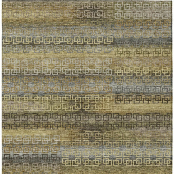 HomeRoots 8' X 10' Striped Washable Area Rug - Durable Wheat & Brown Design for Indoor & Outdoor Spaces 629644
