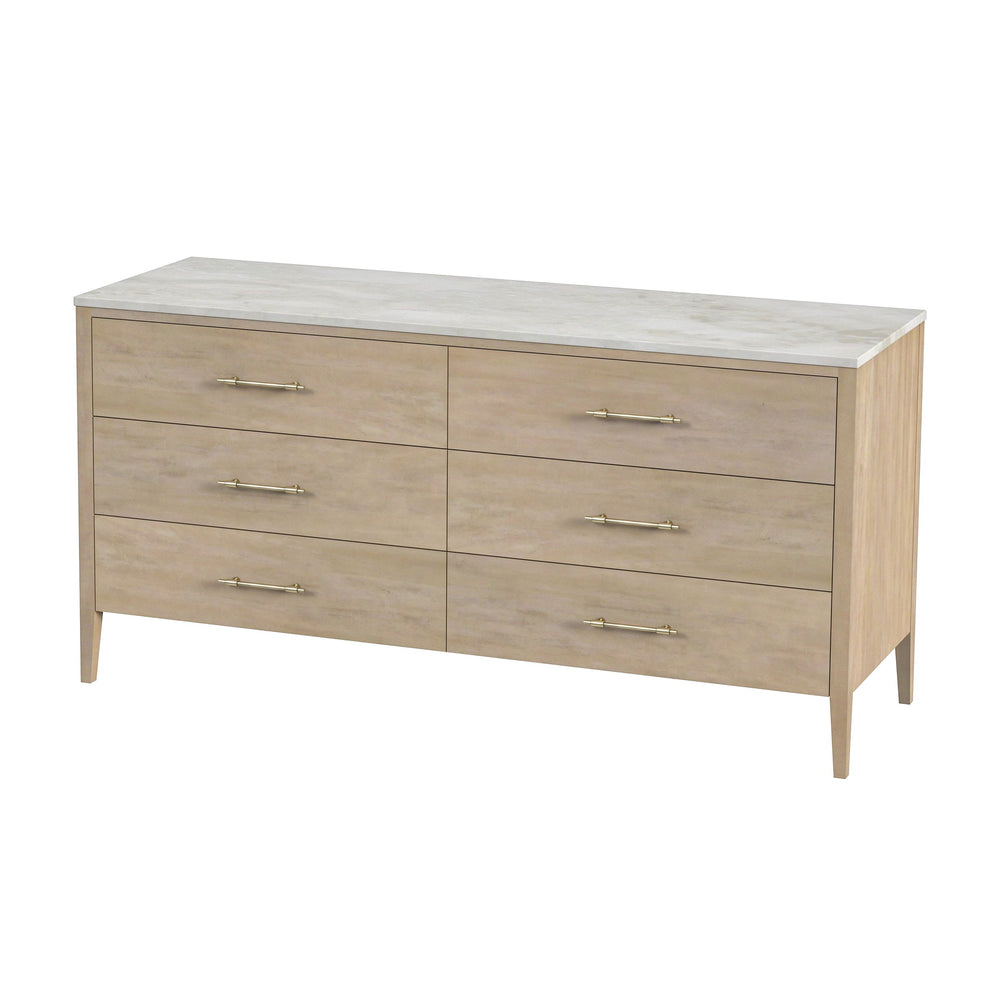 Butler Specialty Butler Averly 64" Marble & Wood 6-drawer Dresser - Elegant Storage Solution For Modern Homes Light Brown Java Wood,Gamelina Veneer,Mdf,Marble 6296455-butler