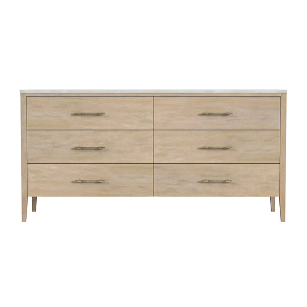 Butler Specialty Butler Averly 64" Marble & Wood 6-drawer Dresser - Elegant Storage Solution For Modern Homes Light Brown Java Wood,Gamelina Veneer,Mdf,Marble 6296455-butler
