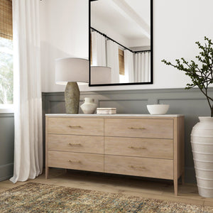 Butler Specialty Butler Averly 64" Marble & Wood 6-drawer Dresser - Elegant Storage Solution For Modern Homes Light Brown Java Wood,Gamelina Veneer,Mdf,Marble 6296455-butler