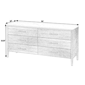 Butler Specialty Butler Averly 64" Marble & Wood 6-drawer Dresser - Elegant Storage Solution For Modern Homes Light Brown Java Wood,Gamelina Veneer,Mdf,Marble 6296455-butler