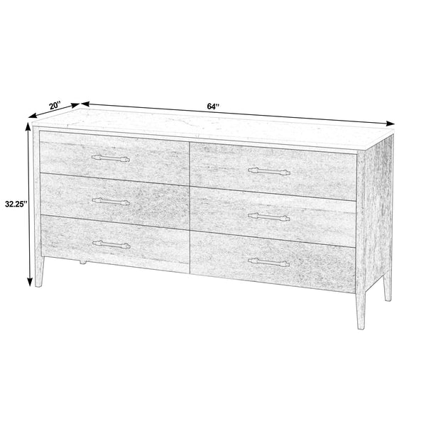 Butler Specialty Butler Averly 64" Marble & Wood 6-drawer Dresser - Elegant Storage Solution For Modern Homes Light Brown Java Wood,Gamelina Veneer,Mdf,Marble 6296455-butler