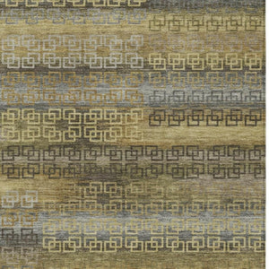 HomeRoots 10' Wheat and Brown Striped Area Rug – Washable Indoor/Outdoor Design, Pet-Friendly, Durable & Stylish! 629646