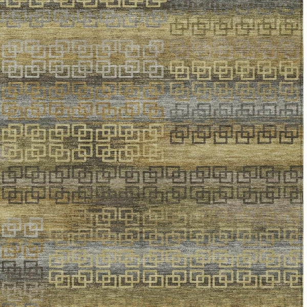 HomeRoots 10' Wheat and Brown Striped Area Rug – Washable Indoor/Outdoor Design, Pet-Friendly, Durable & Stylish! 629646