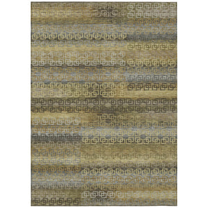 HomeRoots 10' Wheat and Brown Striped Area Rug – Washable Indoor/Outdoor Design, Pet-Friendly, Durable & Stylish! 629646