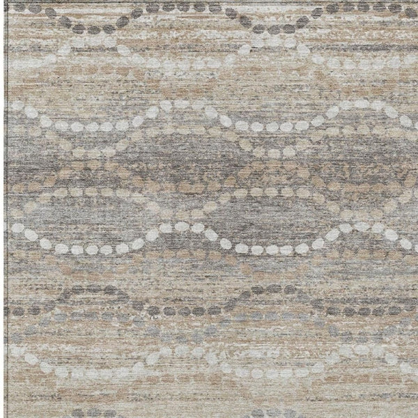 HomeRoots 5' Ogee Area Rug in Beige & Gray - Washable, Durable & Stylish for Indoor/Outdoor Spaces, 5x8 629648