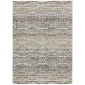 HomeRoots 9' Beige and Gray Ogee Area Rug - Stylish, Washable Indoor/Outdoor Design for High-Traffic Spaces 629651