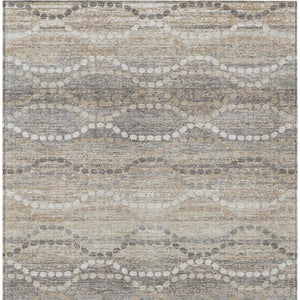 HomeRoots 10' Ogee Washable Area Rug in Beige & Gray - Durable, Stylish Indoor/Outdoor Solution for High-Traffic Spaces 629652