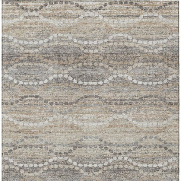 HomeRoots 10' Ogee Washable Area Rug in Beige & Gray - Durable, Stylish Indoor/Outdoor Solution for High-Traffic Spaces 629652