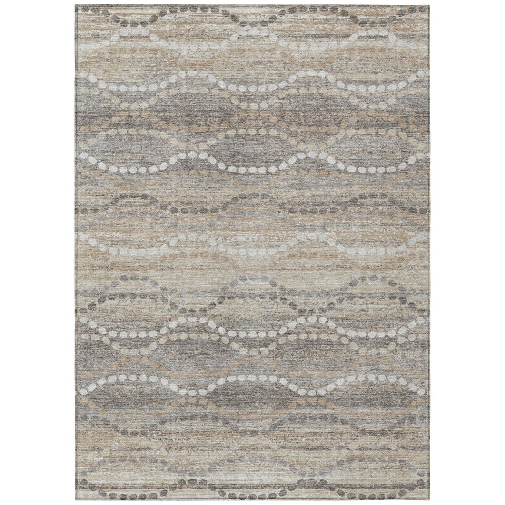 HomeRoots 10' Ogee Washable Area Rug in Beige & Gray - Durable, Stylish Indoor/Outdoor Solution for High-Traffic Spaces 629652