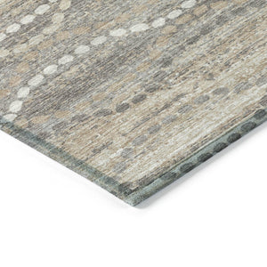 HomeRoots 10' Ogee Washable Area Rug in Beige & Gray - Durable, Stylish Indoor/Outdoor Solution for High-Traffic Spaces 629652