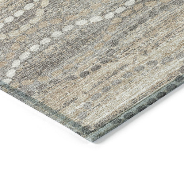 HomeRoots 10' Ogee Washable Area Rug in Beige & Gray - Durable, Stylish Indoor/Outdoor Solution for High-Traffic Spaces 629652