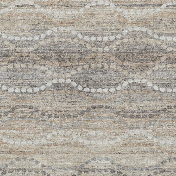 HomeRoots 10' Ogee Washable Area Rug in Beige & Gray - Durable, Stylish Indoor/Outdoor Solution for High-Traffic Spaces 629652