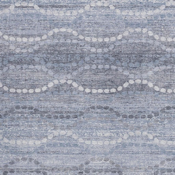 HomeRoots 5' Blue and Ivory Ogee Area Rug - Washable, Durable Indoor/Outdoor Design for High-Traffic Spaces 629654