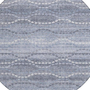 HomeRoots 8' Blue And Ivory Ogee Washable Round Indoor Outdoor Area Rug - Durable, Stylish, Easy-Care Home Accent 629655