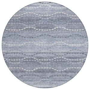 HomeRoots 8' Blue And Ivory Ogee Washable Round Indoor Outdoor Area Rug - Durable, Stylish, Easy-Care Home Accent 629655