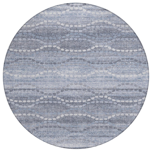 HomeRoots 8' Blue And Ivory Ogee Washable Round Indoor Outdoor Area Rug - Durable, Stylish, Easy-Care Home Accent 629655
