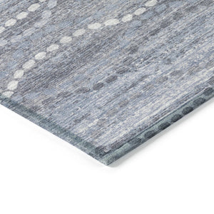HomeRoots 8' Blue And Ivory Ogee Washable Round Indoor Outdoor Area Rug - Durable, Stylish, Easy-Care Home Accent 629655