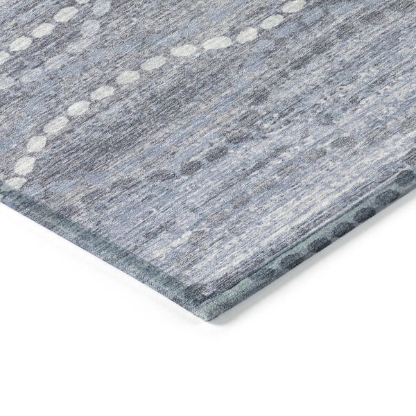 HomeRoots 8' Blue And Ivory Ogee Washable Round Indoor Outdoor Area Rug - Durable, Stylish, Easy-Care Home Accent 629655