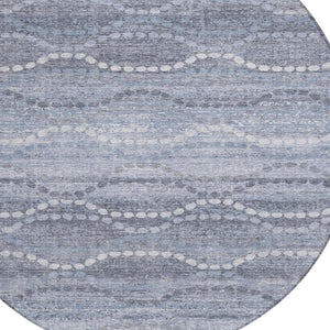 HomeRoots 8' Blue And Ivory Ogee Washable Round Indoor Outdoor Area Rug - Durable, Stylish, Easy-Care Home Accent 629655