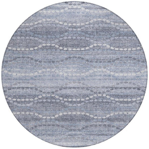 HomeRoots 8' Blue And Ivory Ogee Washable Round Indoor Outdoor Area Rug - Durable, Stylish, Easy-Care Home Accent 629655