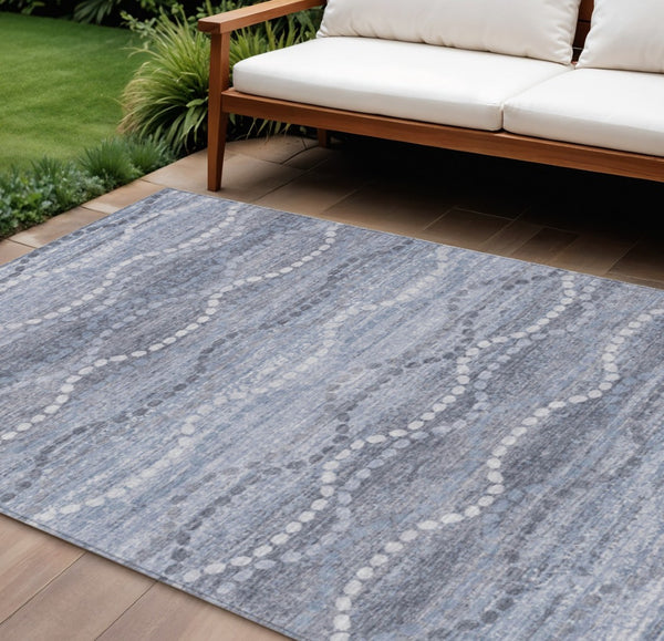 HomeRoots 8' Blue and Ivory Ogee Area Rug - Washable, Durable, Stylish for Indoor and Outdoor Spaces, 8x10 629656