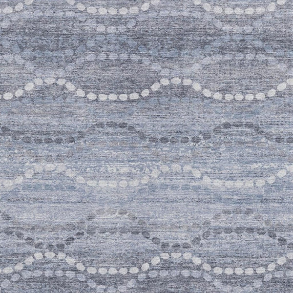 HomeRoots 9' X 12' Blue and Ivory Ogee Area Rug - Washable, Durable, Stylish for Indoor/Outdoor Spaces! 629657